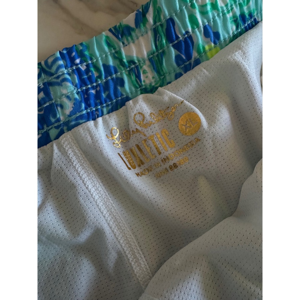 Lilly Pulitzer Luxletic Mermaid Seahorse Print Running Shorts Blue Green XL - Picture 7 of 7